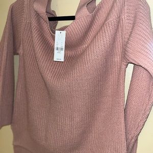 New York & Co Mauve Cold Shoulder Sweater